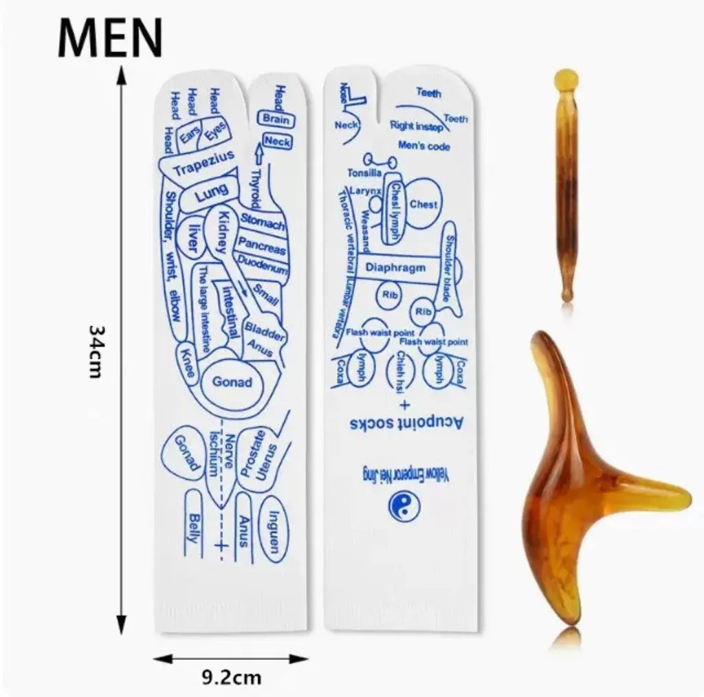 Reflexology Chart Socks with Trigger Point Massage Tool