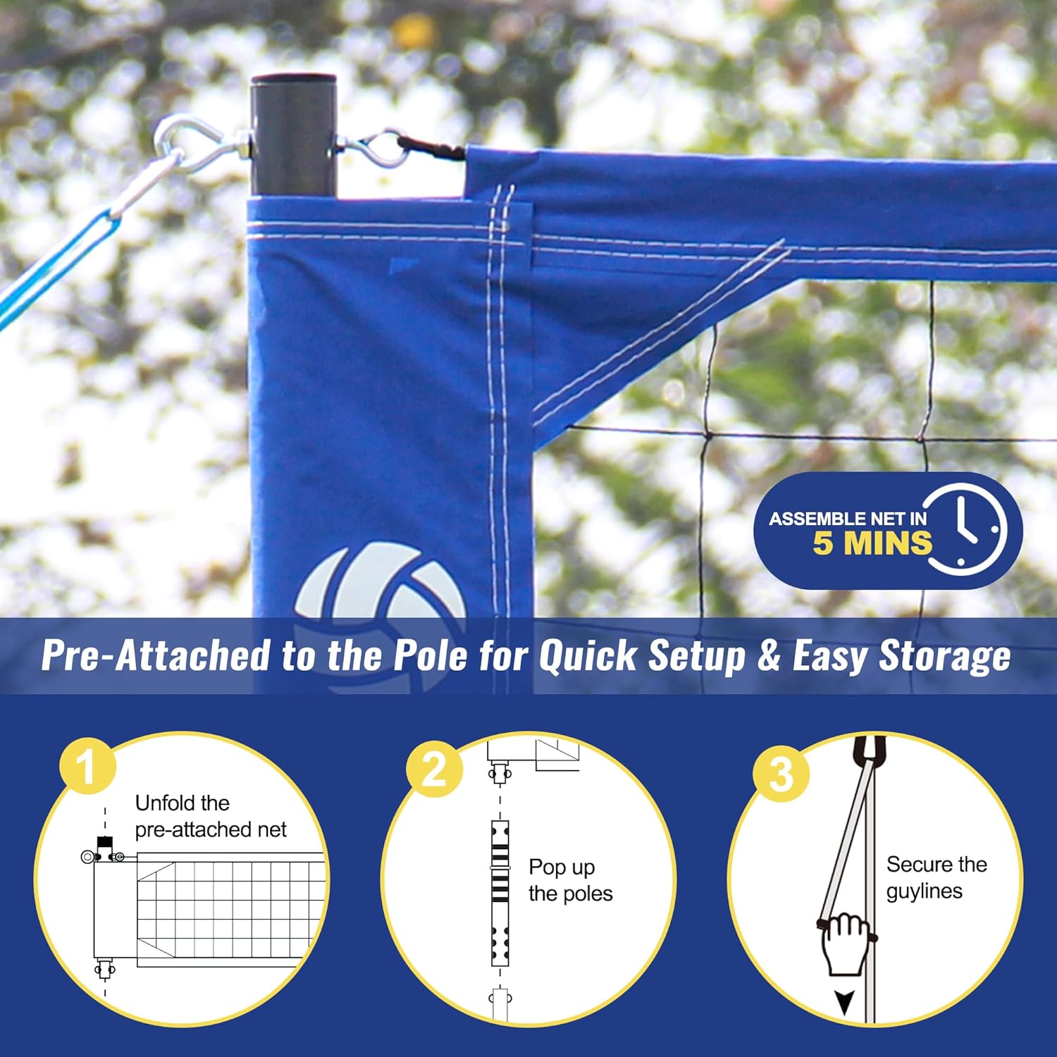 Professional Volleyball Net Set Heavy Duty for Outdoor Backyard Portable with Aluminum Scoring Poles, 32ft Regulation Nets System for Tournament, Adjustable Height and Length