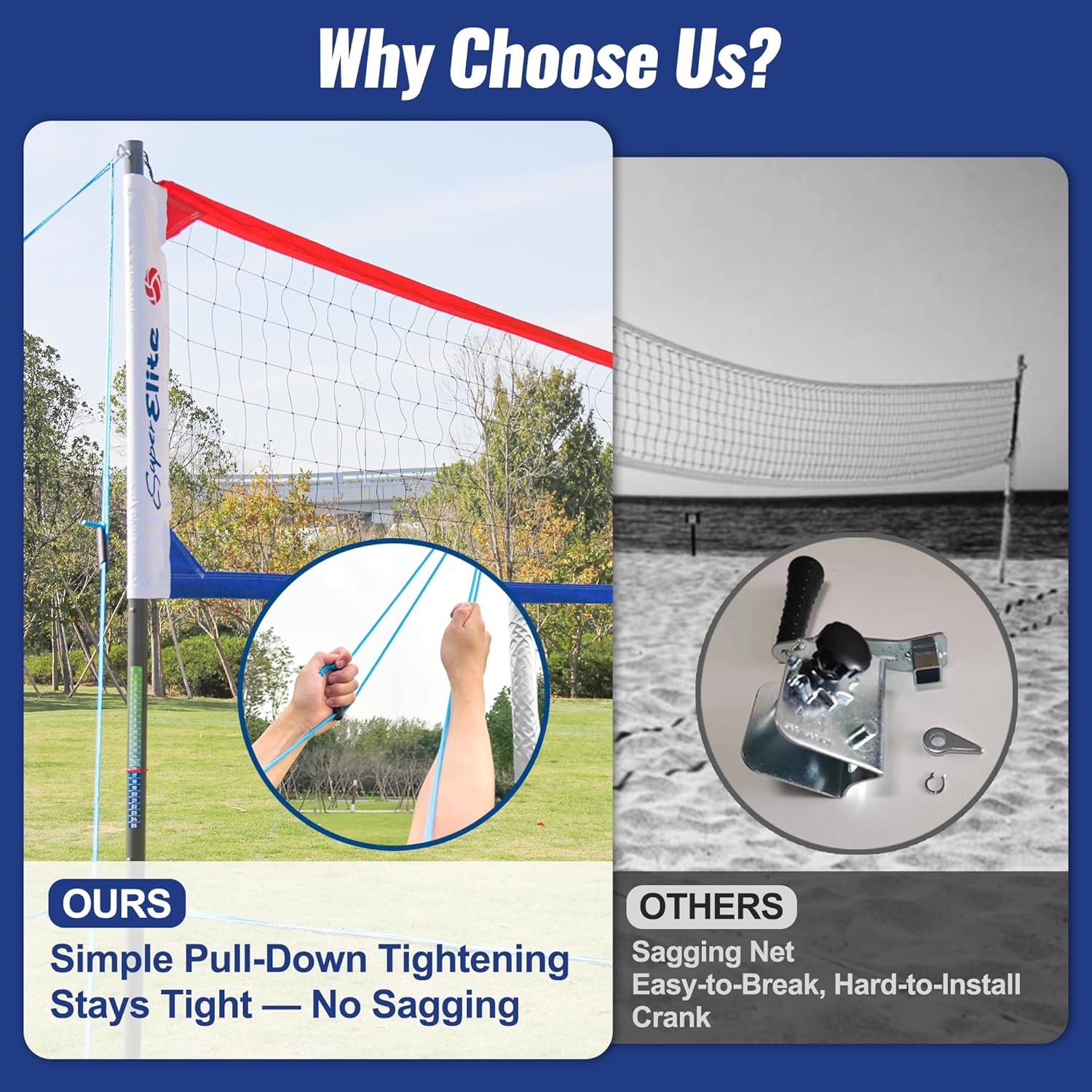 Professional Volleyball Net Set Heavy Duty for Outdoor Backyard Portable with Aluminum Scoring Poles, 32ft Regulation Nets System for Tournament, Adjustable Height and Length