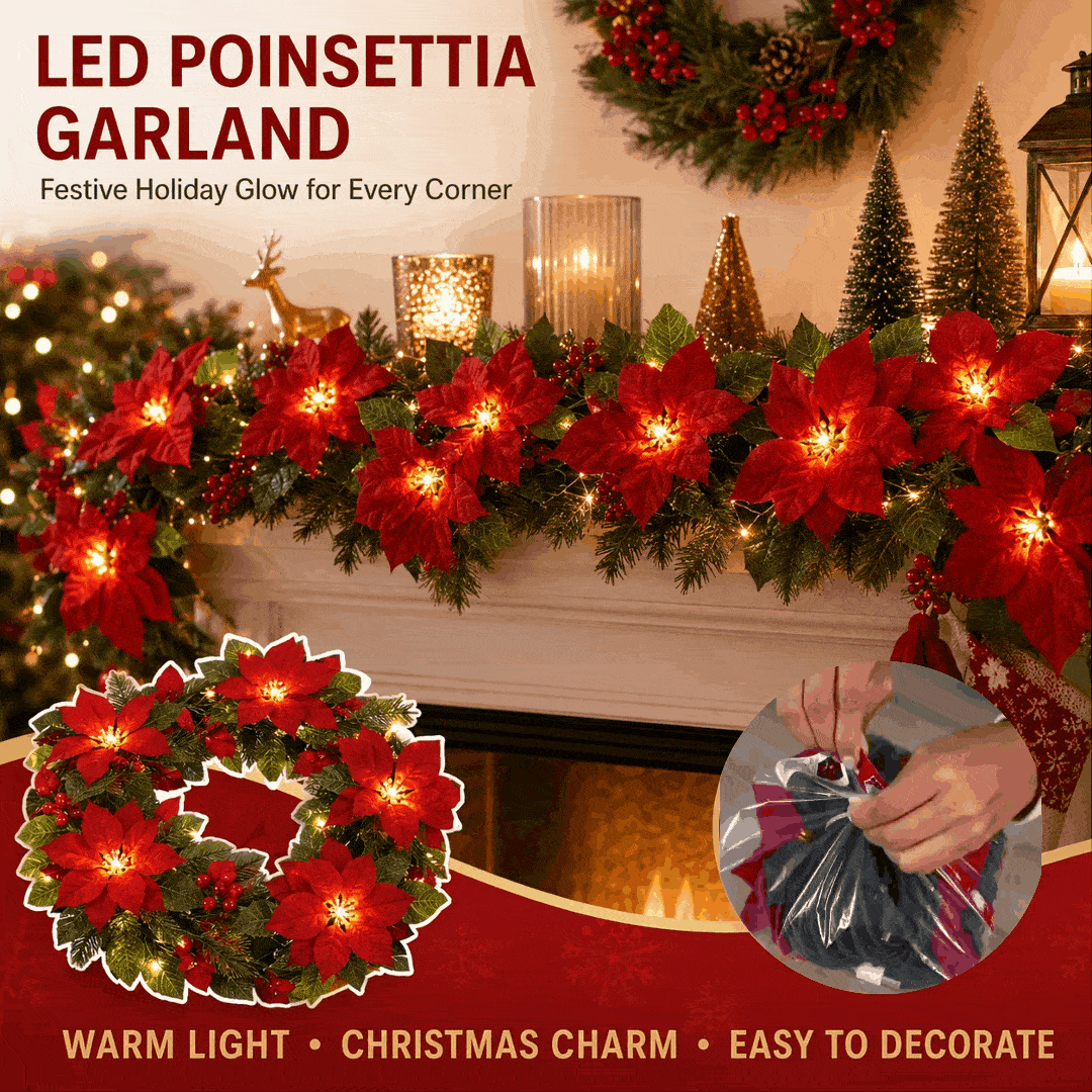 ✨ Christmas Poinsettia LED Garland String Lights
