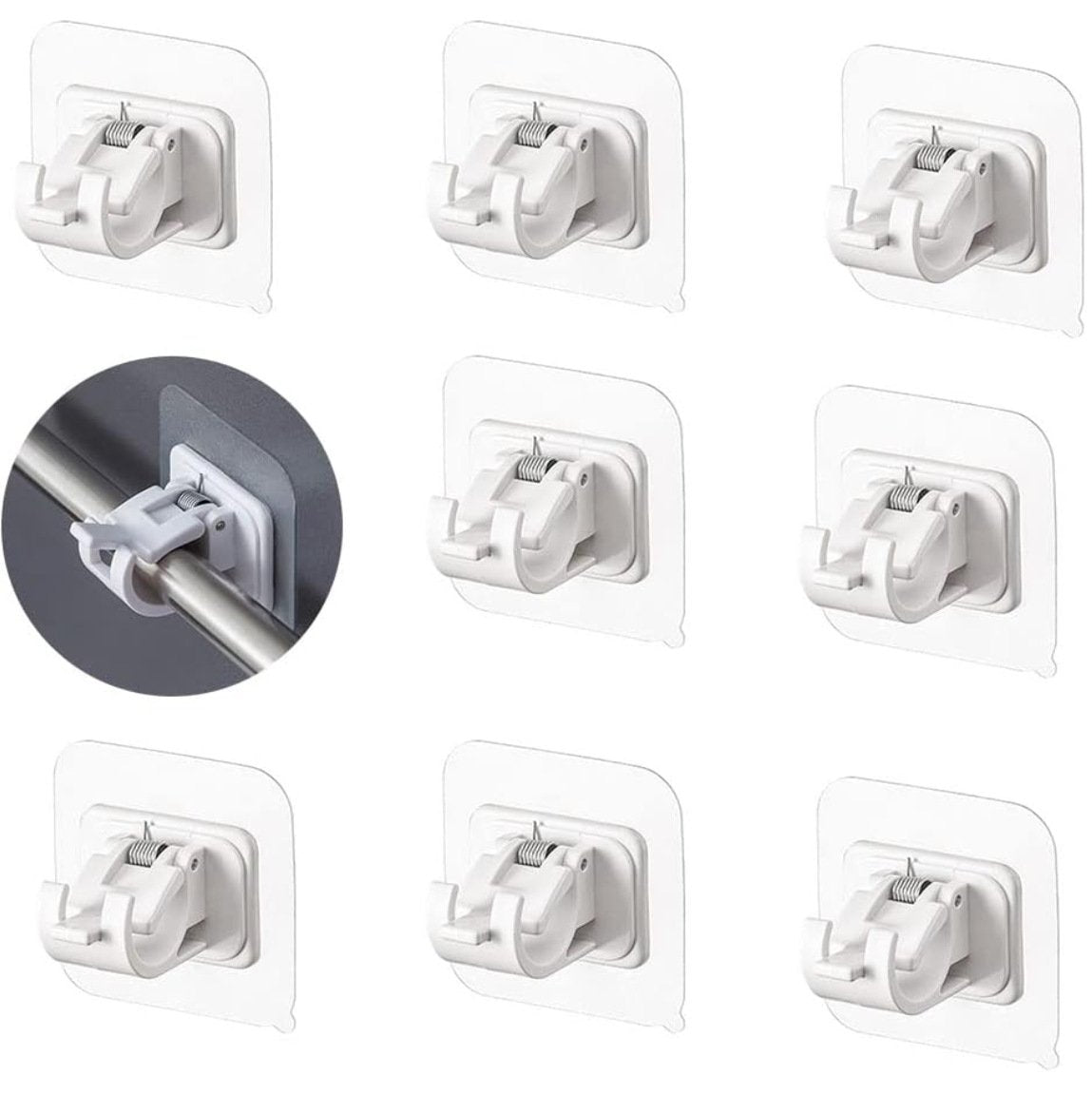 A set of 8PCS Curtain Rod Brackets with Clips