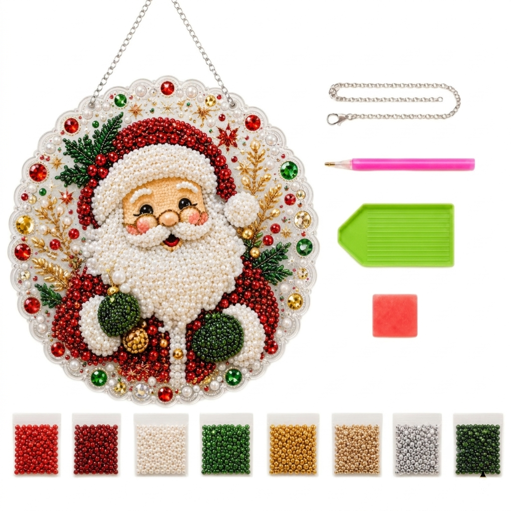 Christmas Pearl Art Hanging Wreath Kit