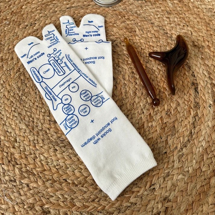 Reflexology Chart Socks with Trigger Point Massage Tool