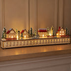 🎄 Wooden Village Advent Calendar with LED Lights — 100% Natural Polished Wood 🏠