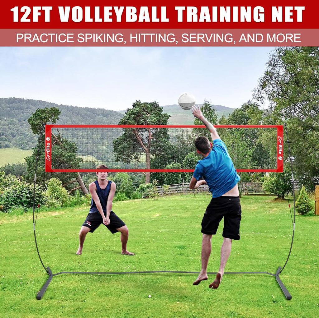 Volleyball Practice Net with with Patented 5-Height Adjustment (6'6'' to 8'), Portable Freestanding Training System for Backyard, Indoor or Outdoor, Heavy Duty & Easy Setup