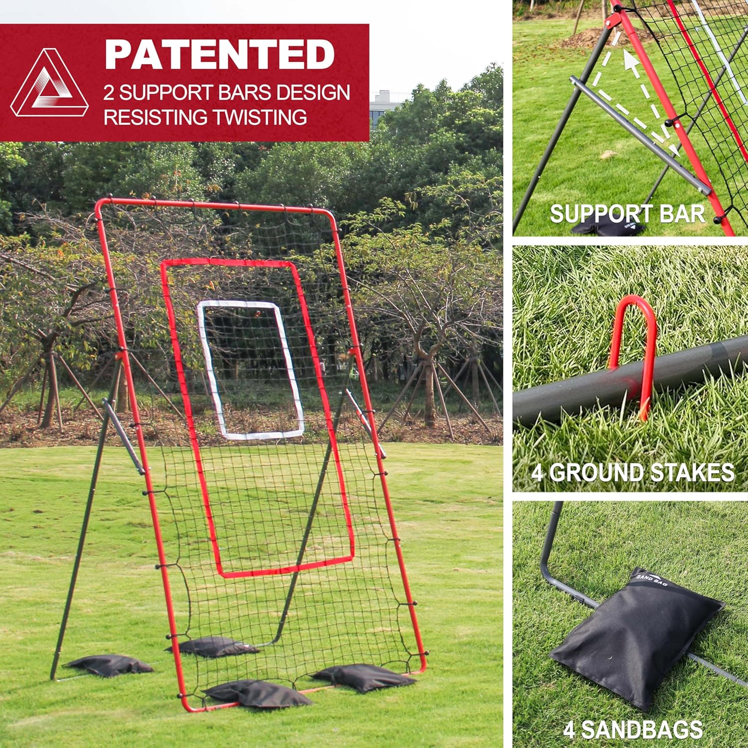 Adjustable Volleyball Rebounder Net 7x4 ft, Bounce Back Net with 4 Angles, Training Practice Equipment with Removable Target Strap, Portable with Carrying Bag