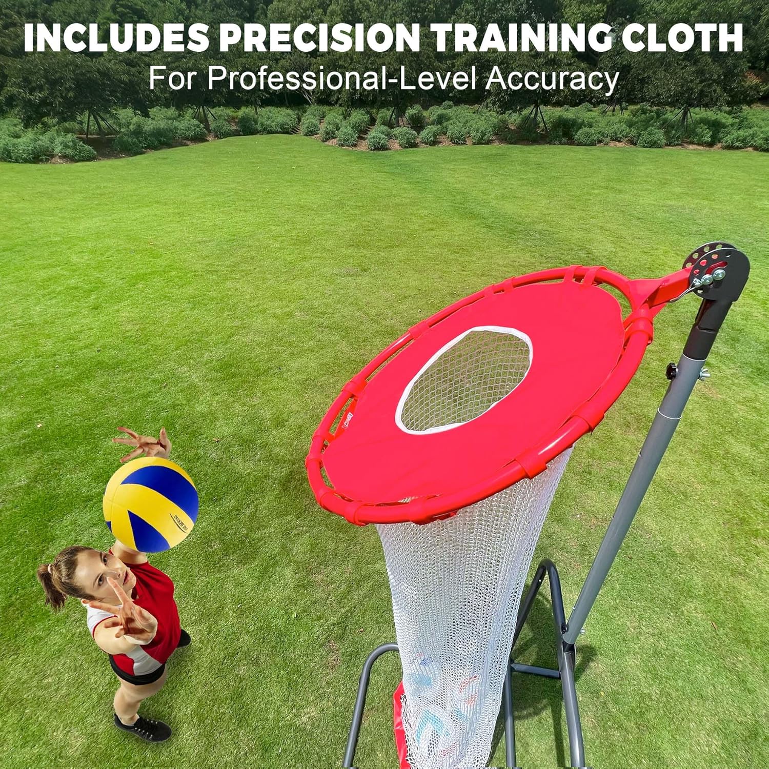 Volleyball Setter Trainer Net Setting Training Equipment Target Practice Indoor or Outdoor, Adjustable Height (4.6 ft-9.8 ft) and Angle for Serving Spiking Drills System
