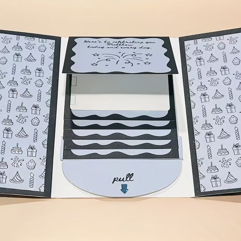 Personalized Waterfall Christmas Gift Card Booklet | Handmade Holder for 4 Gift Cards
