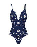 Flower Hollow One Piece Swimsuit and Skirt
