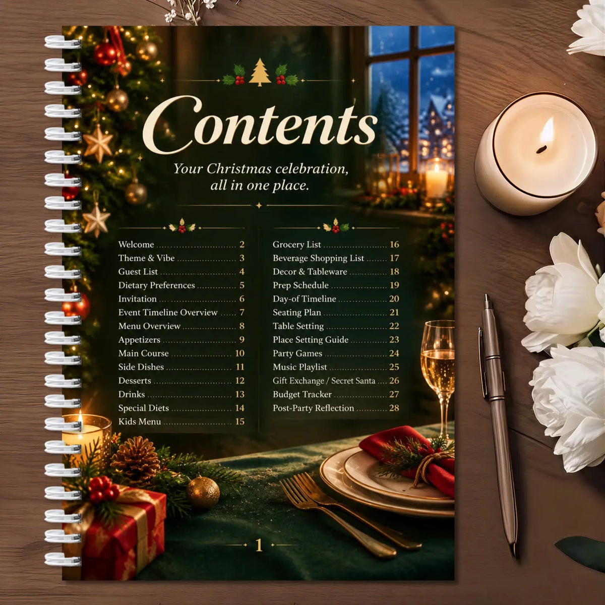 Christmas Gatherings & Table Plans, Spiral Dinner Party Planner with Recipes & Guest Lists