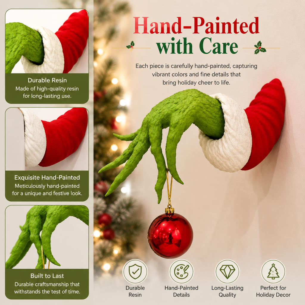 Christmas Ornament Hanger, Home & Festive Party Supplies-(Grinch Hand + Ornament)