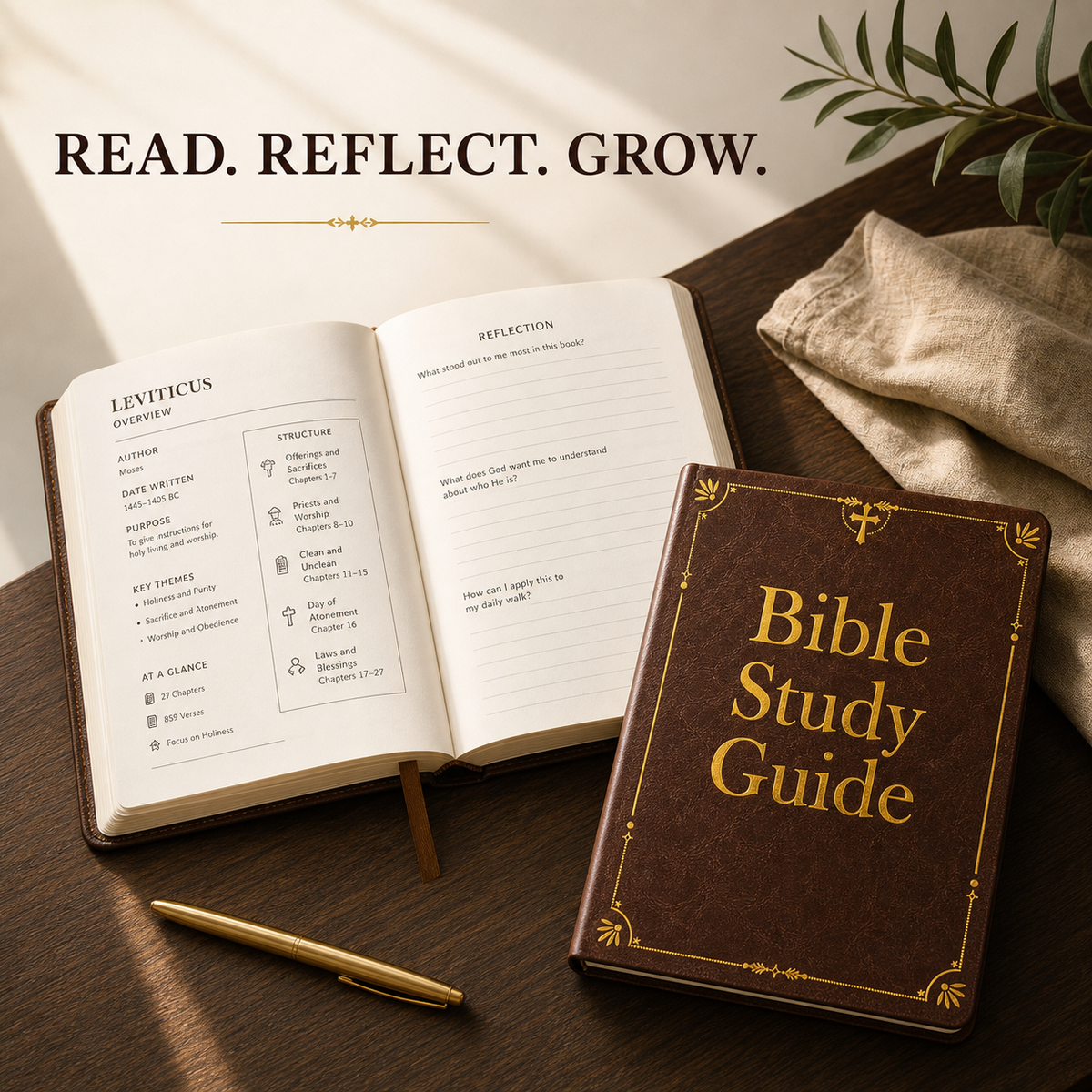 Bible Study Guide & Reflection Journal - All 66 Books, Large Print