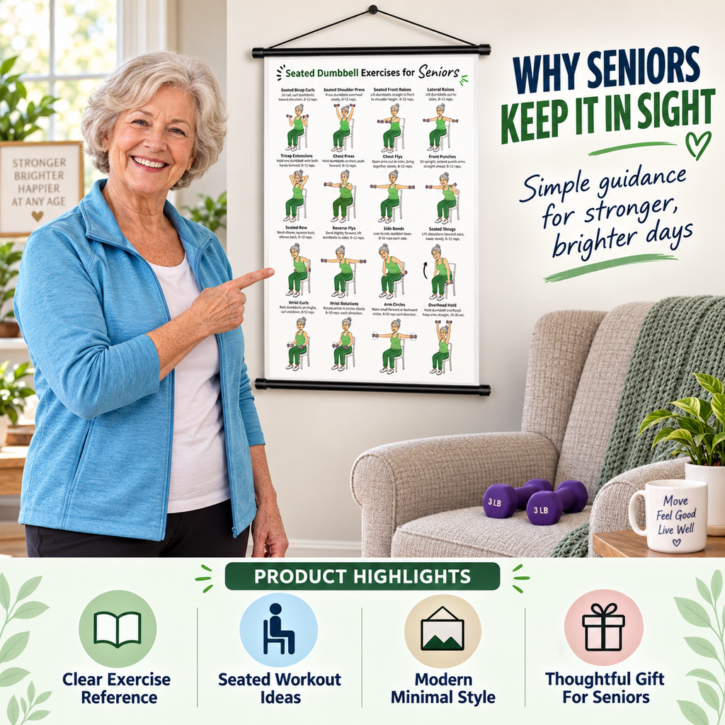 Seated Dumbbell Exercises for Seniors (16 x 24 inches)