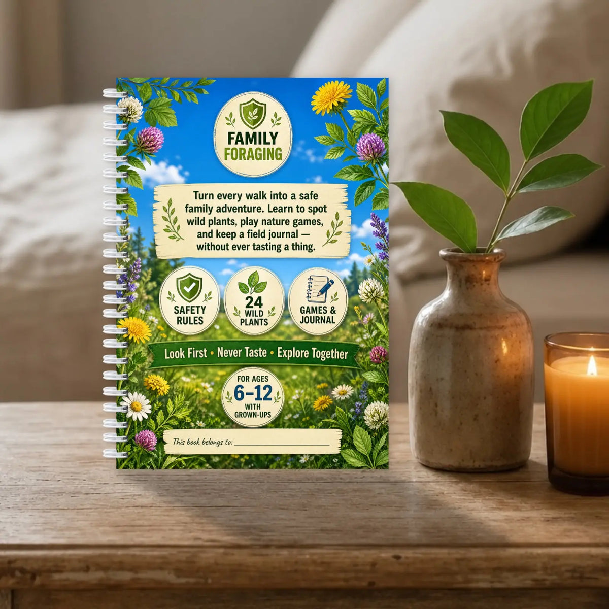 Family Wild Edible Plants Handbook, A5 Spiral Field Guide, 24 Plants
