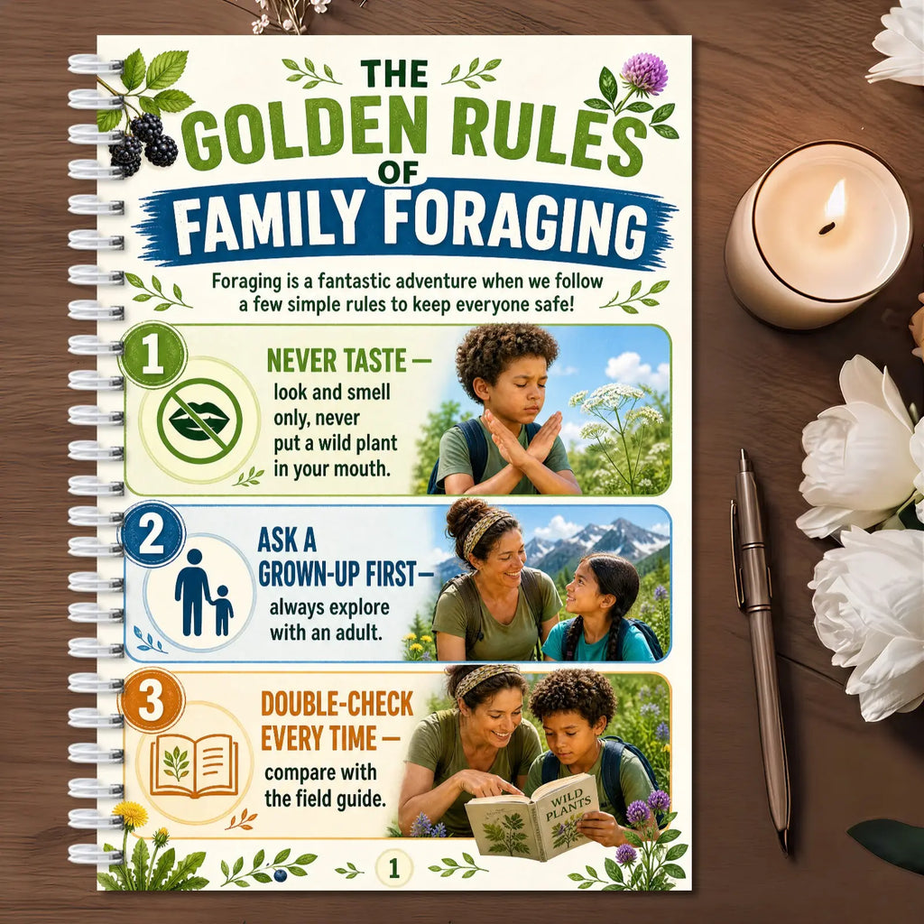Family Wild Edible Plants Handbook, A5 Spiral Field Guide, 24 Plants