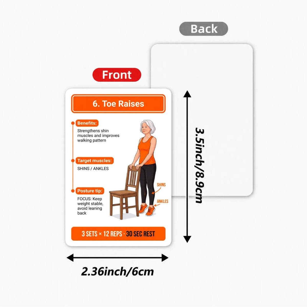 18 Senior Exercise Cards, Gentle Chair-Supported Low-Impact Workout Deck for Strength, Flexibility & Balance