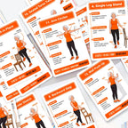 18 Senior Exercise Cards, Gentle Chair-Supported Low-Impact Workout Deck for Strength, Flexibility & Balance