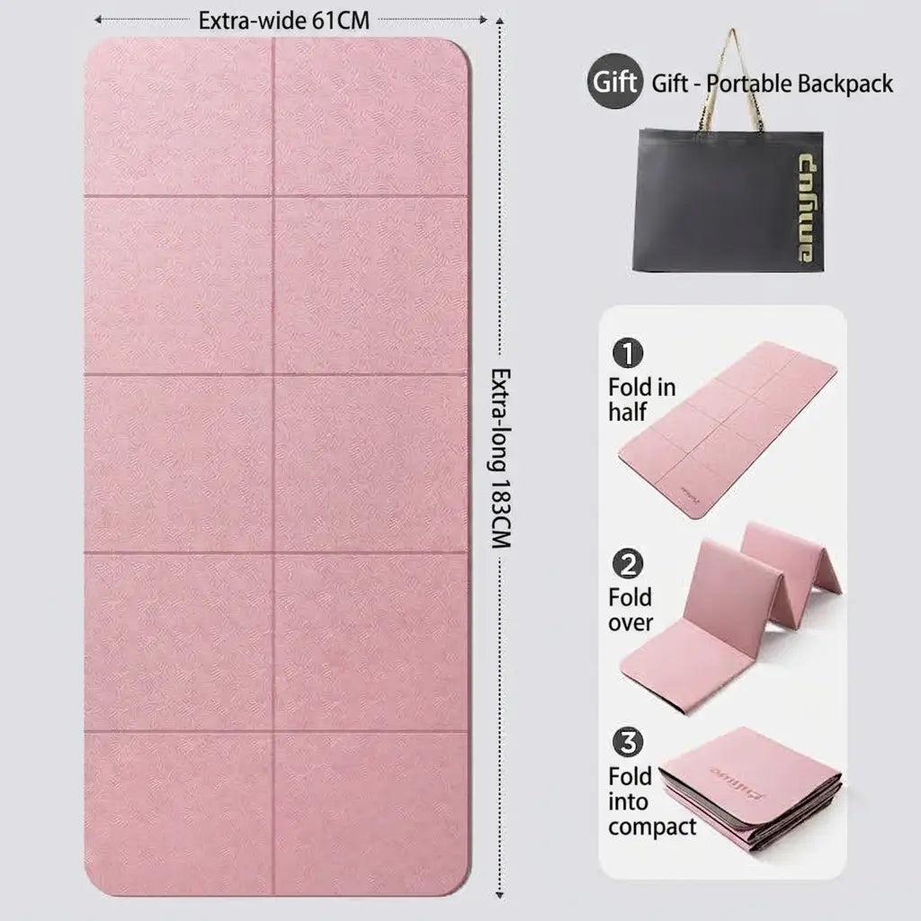 Foldable Portable 6mm TPE Non‑Slip Yoga Mat with Carry Strap