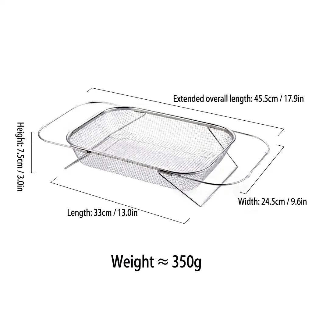 Stainless Steel Over-the-Sink Expandable Strainer Basket with Chopstick Holder