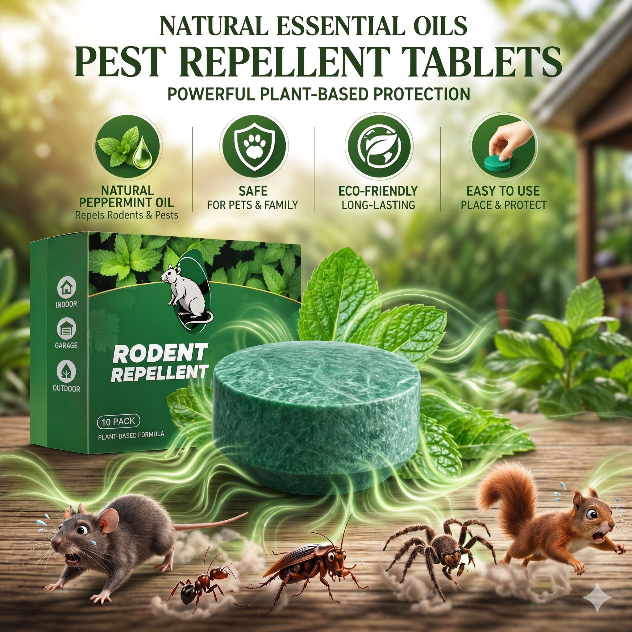 Natural Peppermint Rodent Repellent Tablets – 12 Pack