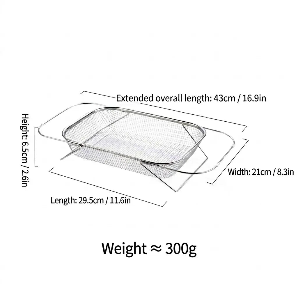 Stainless Steel Over-the-Sink Expandable Strainer Basket with Chopstick Holder