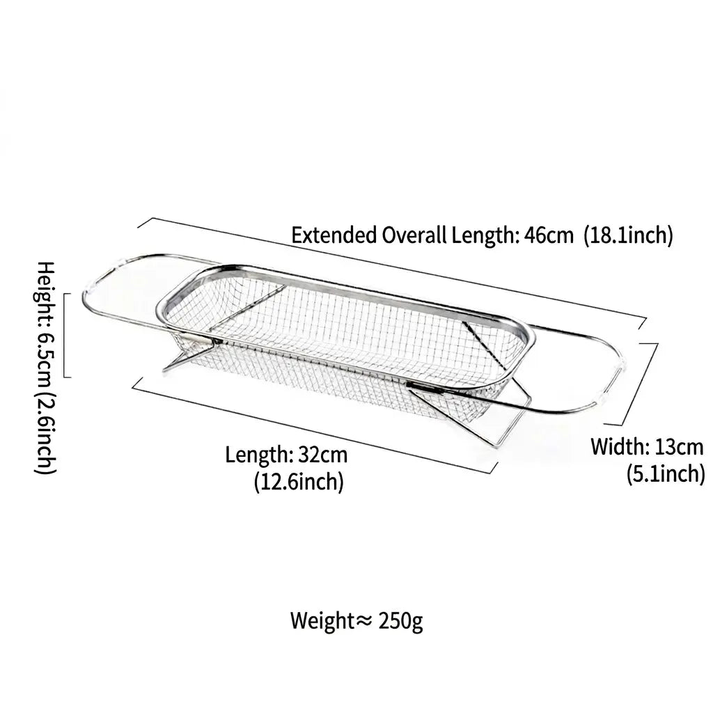 Stainless Steel Over-the-Sink Expandable Strainer Basket with Chopstick Holder