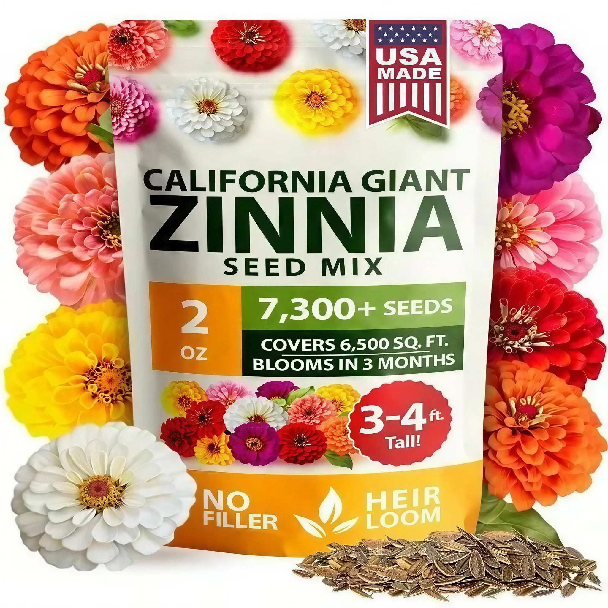 🌼 Zinnia Seeds | Pure & Filler-Free Flower Seeds for Garden