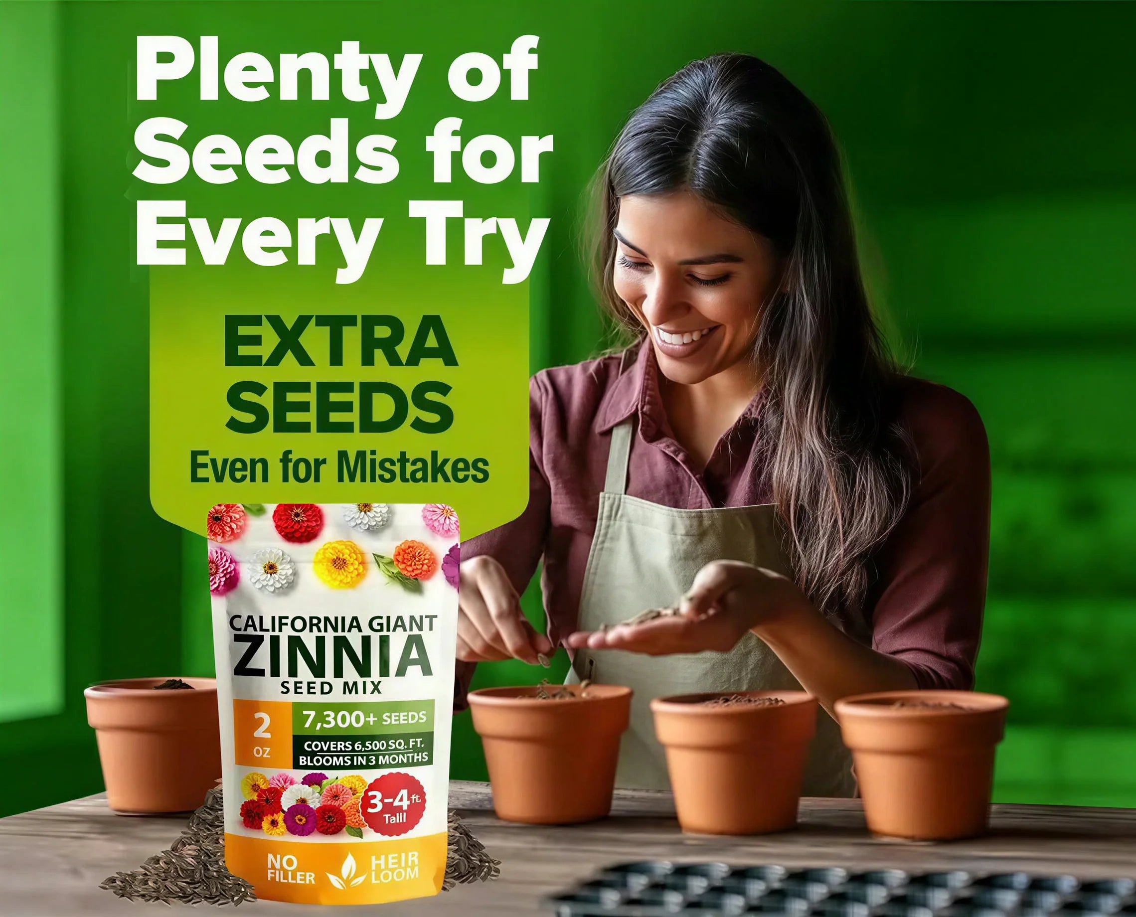 🌼 Zinnia Seeds | Pure & Filler-Free Flower Seeds for Garden