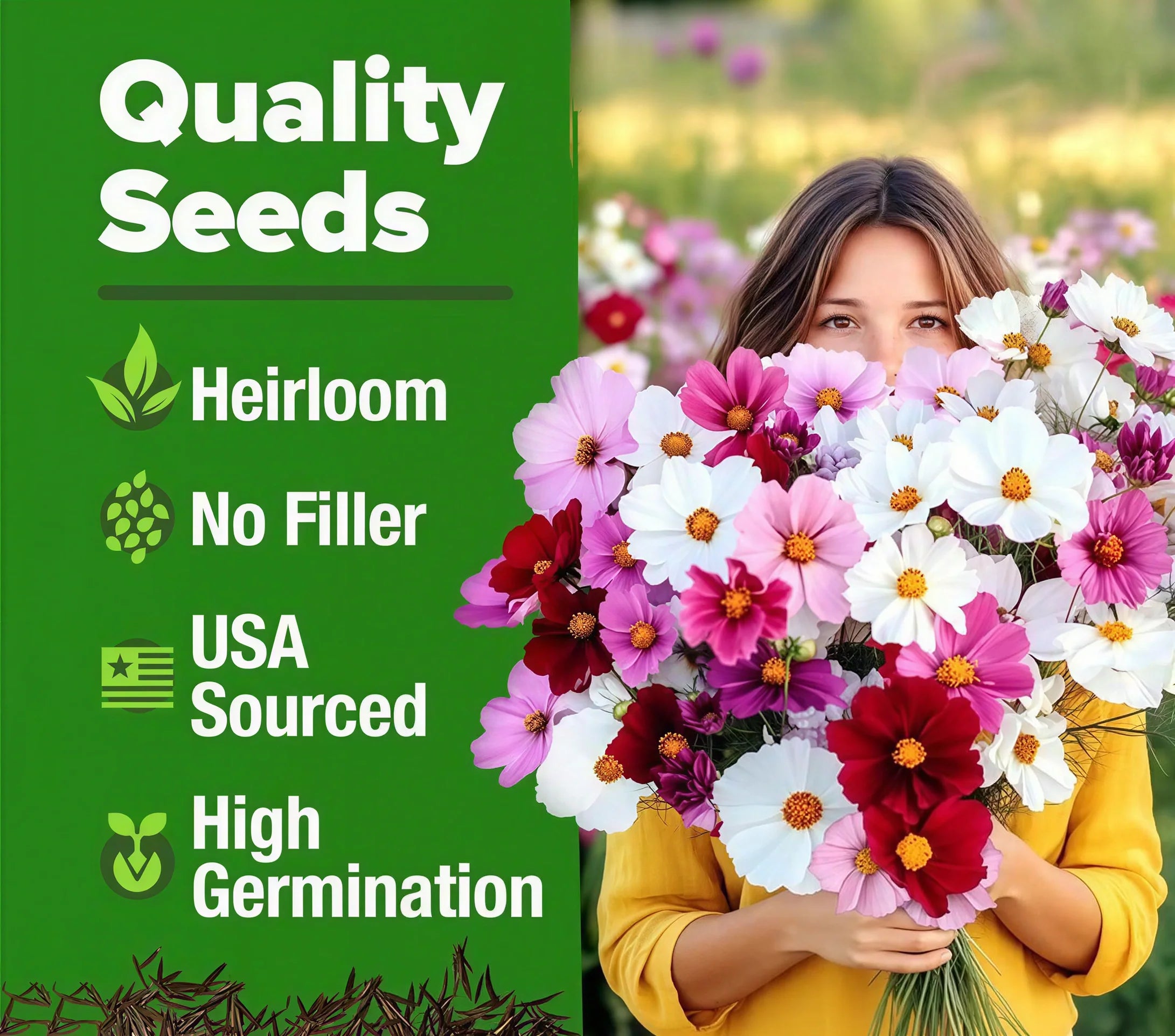 🌼 Zinnia Seeds | Pure & Filler-Free Flower Seeds for Garden