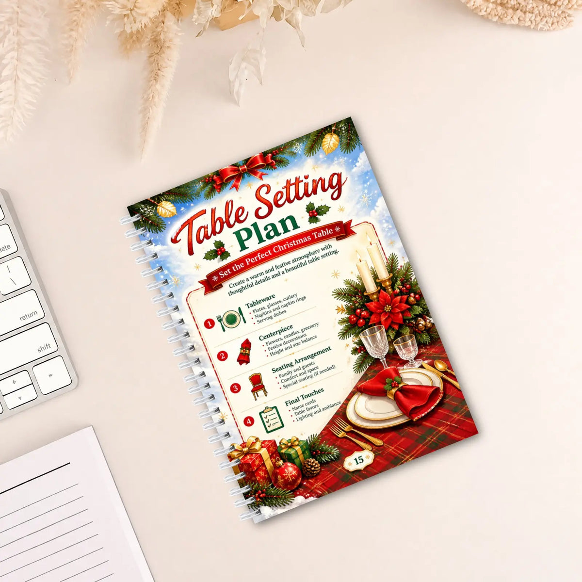 Christmas Preparation Planner, Spiral Holiday Organizer for Gifts, Budget, Decor & Christmas Day