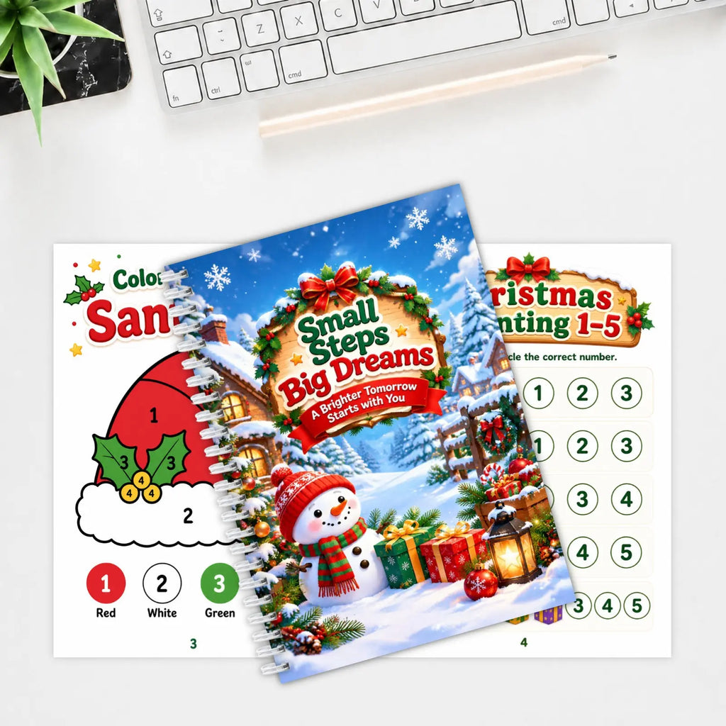 Children's Christmas Activity Book, Spiral Game Handbook with Coloring, Mazes, Counting & Puzzles