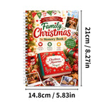 Family Christmas Memory Book, Spiral Keepsake Journal with Photo Pages & Yearly Tradition Prompts