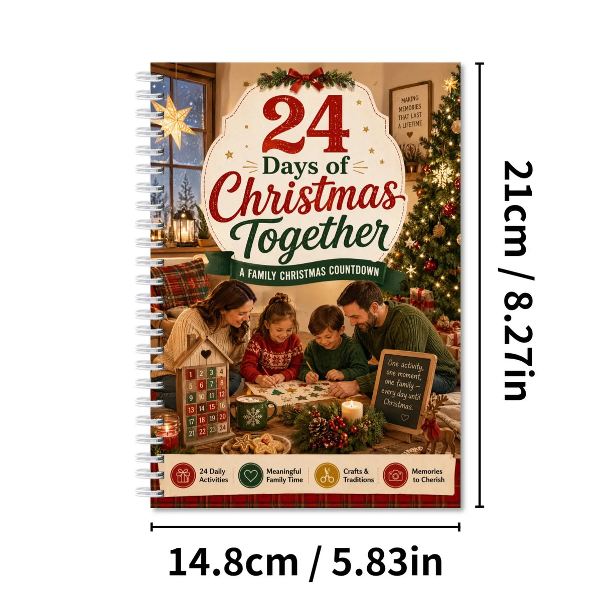 24 Days of Christmas Together, Family Countdown Activity Book with Daily Rituals & Gratitude Pages