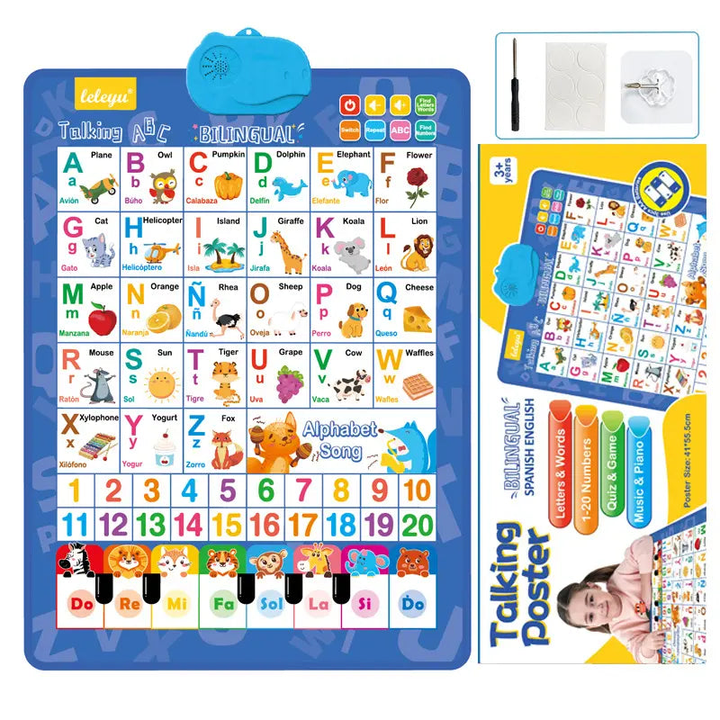 Interactive Talking Alphabet Poster — Bilingual English-Spanish, Games & Songs