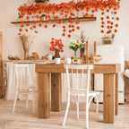 Artificial Red Maple Leaf Garland,  Molded Plastic with Wired Stems, Indoor Fall Decor