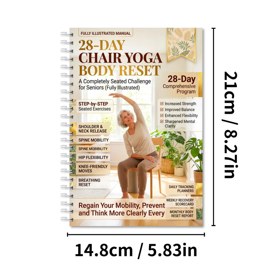 28-Day Chair Yoga Book for Seniors, Fully Illustrated Seated Guide