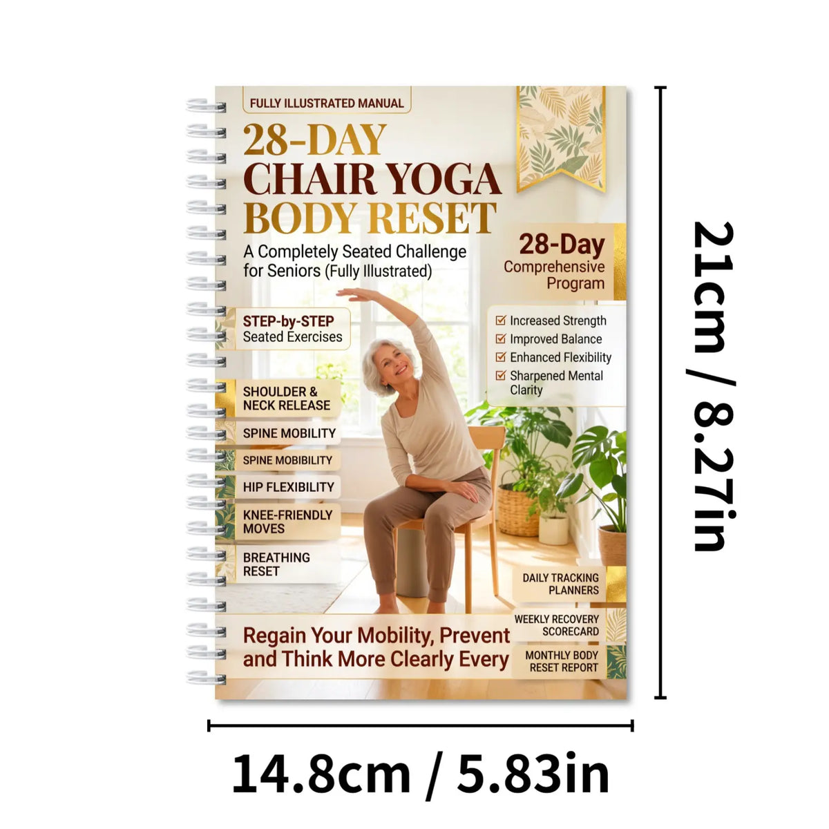 28-Day Chair Yoga Book for Seniors, Fully Illustrated Seated Guide