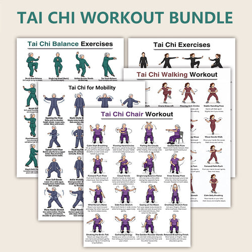Walking Tai Chi Practice Poster-5 piece set
