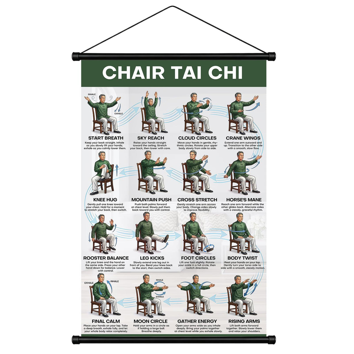 Chair Tai Chi Training Wall Chart —(16 x 24 inches)