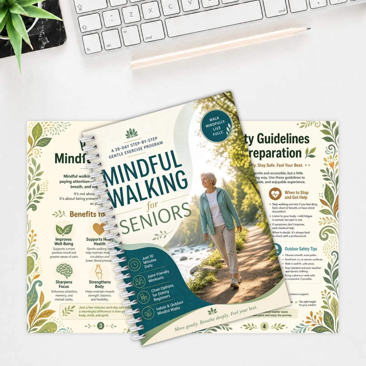 Mindful Walking Book for Seniors, Gentle 28-Day Step-by-Step Guide