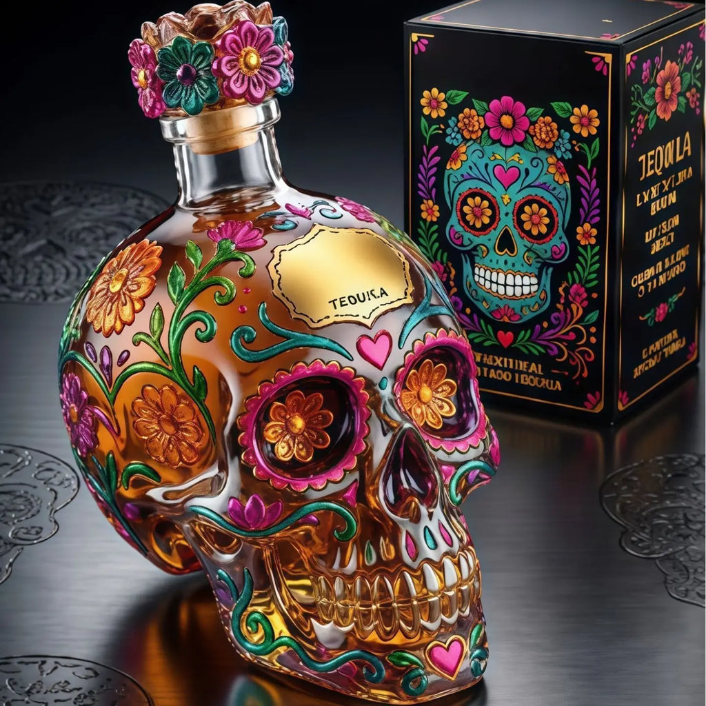 Skull Tequila Bottle – Colorful Collector’s Gift Box🎁