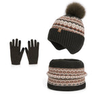 Kids Knitted Hat and Neck Warmer Set, Fleece Lined Winter Hat and Scarf Set for Ages 4-10
