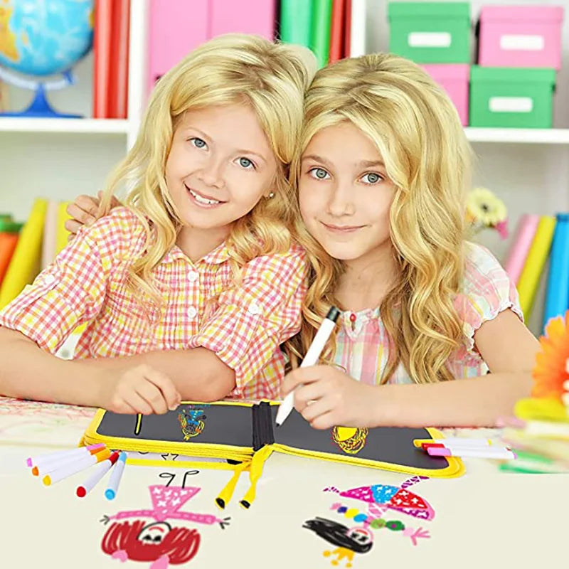 Erasable Doodle Book for KidsToddlers Toys Reusable Drawing Pads with 12 Watercolor Pens Preschool Toy Trip Writing Painting Set Beauty Fashion