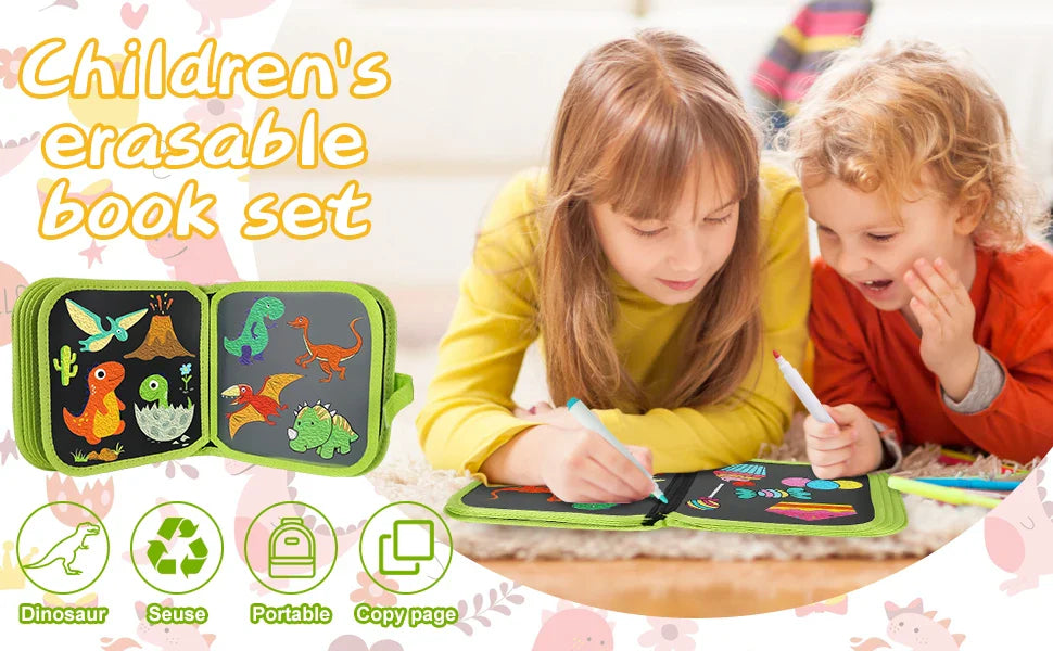 Erasable Doodle Book for KidsToddlers Toys Reusable Drawing Pads with 12 Watercolor Pens Preschool Toy Trip Writing Painting Set Beauty Fashion