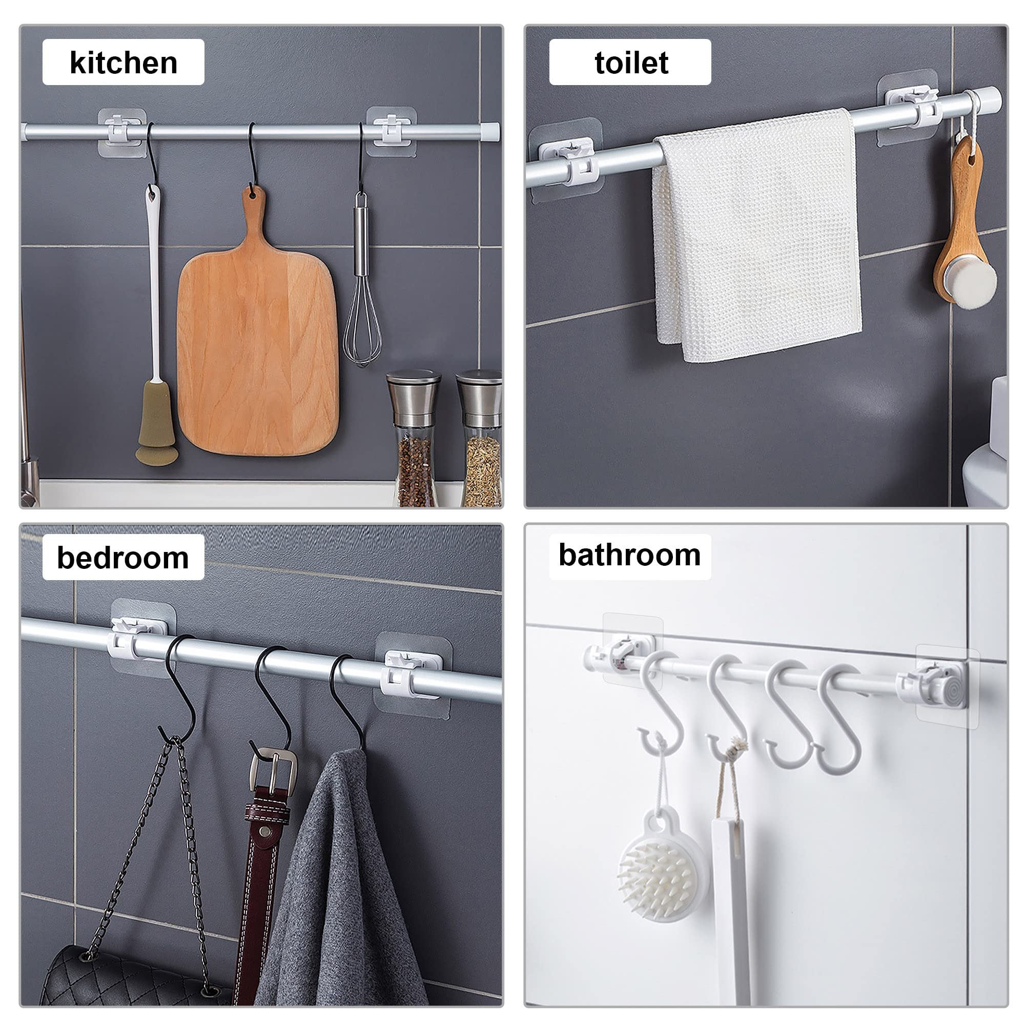 A set of 8PCS Curtain Rod Brackets with Clips