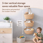 Woven cotton 3-Tier Over the Door Basket