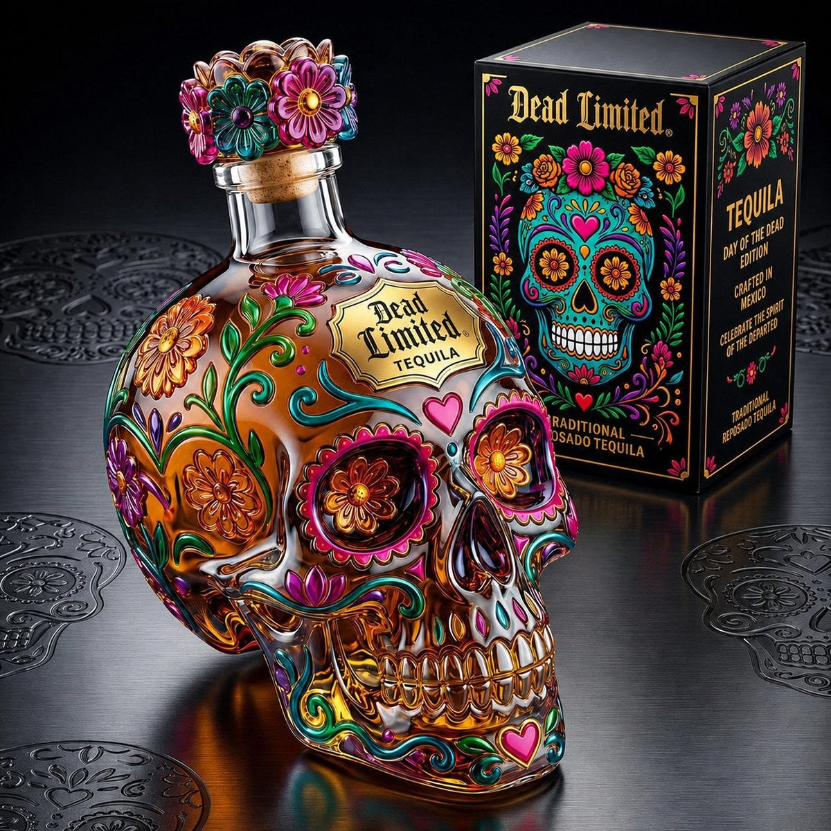Skull Tequila Bottle – Colorful Collector’s Gift Box🎁