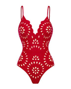 Flower Hollow One Piece Swimsuit and Skirt