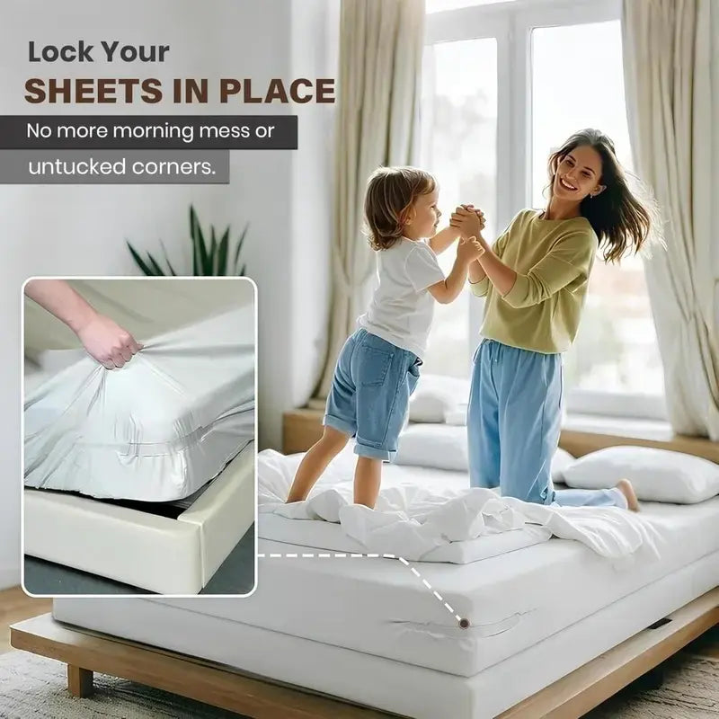 Bed Sheet Holder with Locking Clips, Corner Fitted for Standard Mattress Sizes
