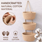 Woven cotton 3-Tier Over the Door Basket